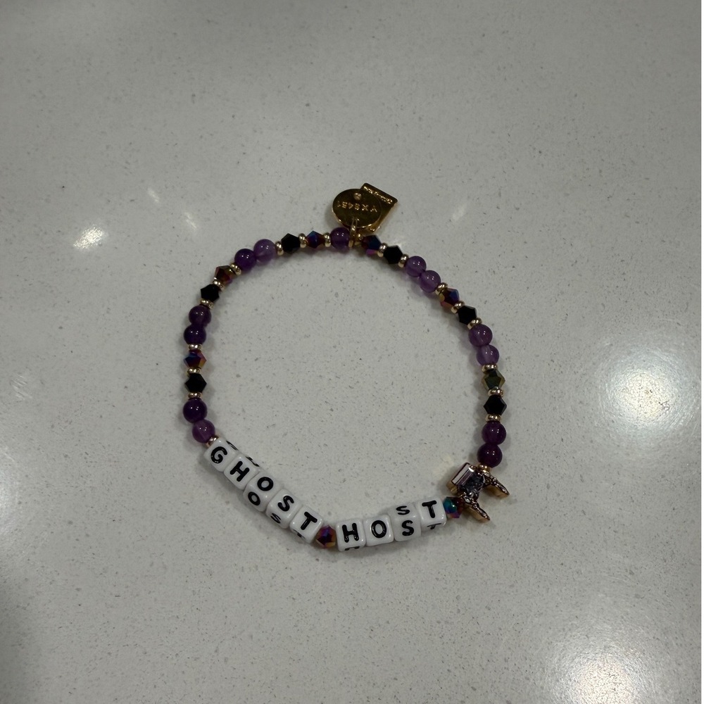 BaubleBar Disney Haunted Mansion Ghost Host Beaded Bracelet Purple Black Gold